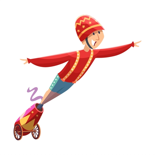 Carnival Circus Theme Cannonball Performer Transparent Sticker